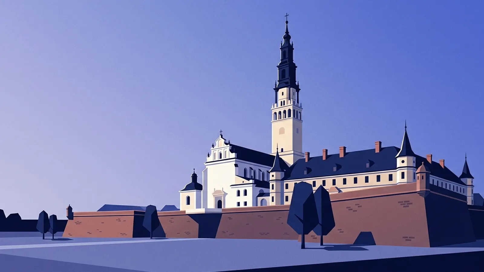 Ilustracja: Klasztor i wieża jasnogórska, Częstochowa
