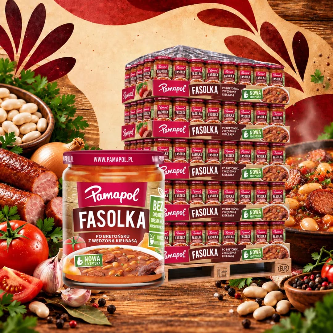 Pamapol Fasolka po bretońsku z wędzoną kiełbasą 500 g